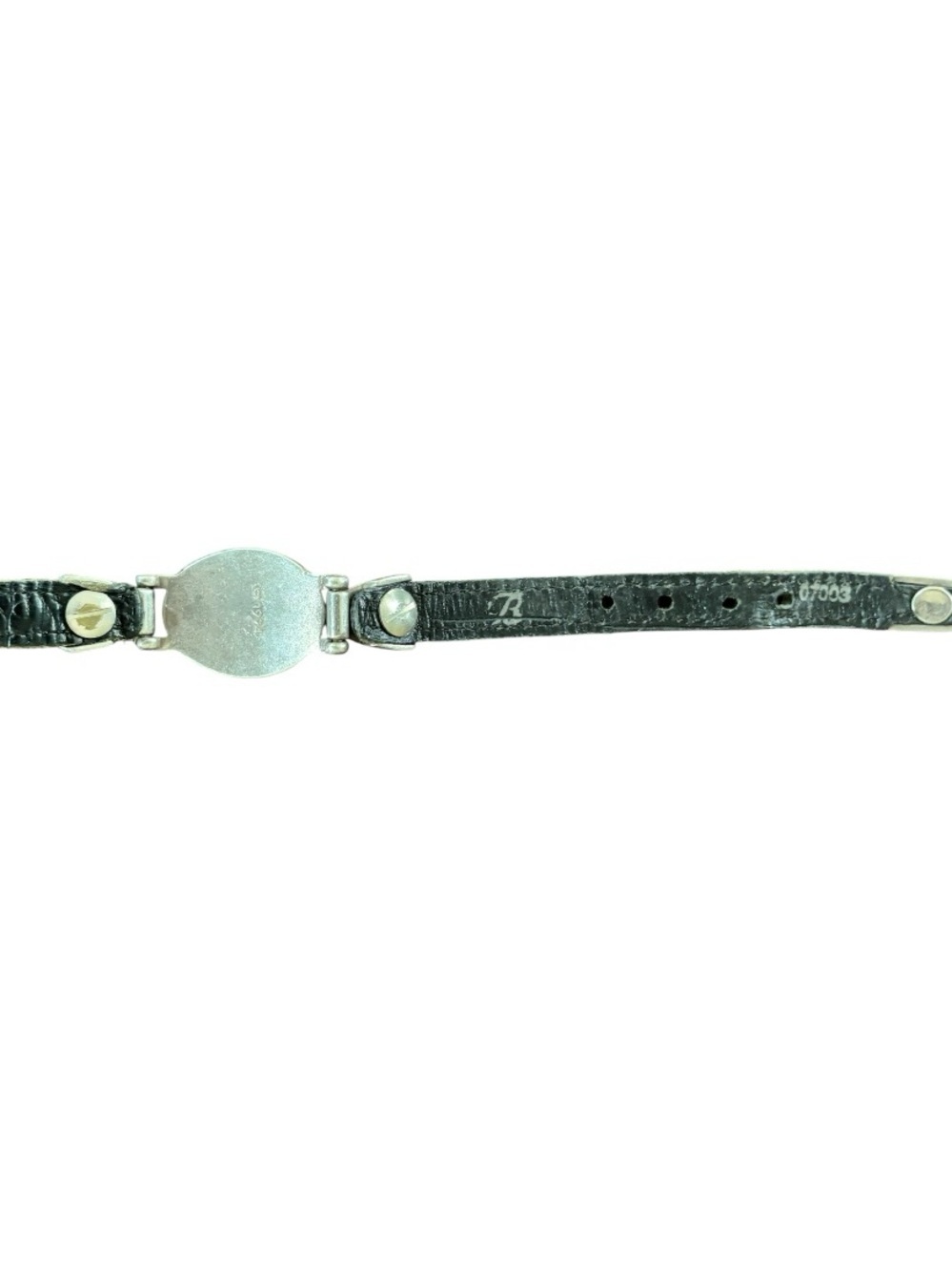 Vintage Brighton ornate bracelet, leather strap, silver plate. Issued 1994 - Picture 6 of 7